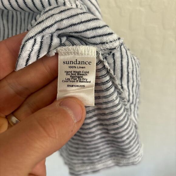 Sundance Mary Kate 100% Linen Raw Center Seam Tank Top Small Black White Stripes - Picture 5 of 7